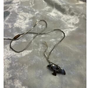 Vintage silver bird fetish necklace, Liquid Chain Old Pawn Charm flying bird